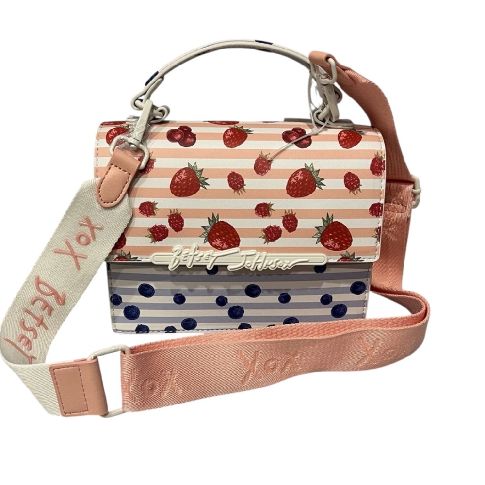 Betsey Johnson Pink and Blue Crossbody Bag with Whimsical Design